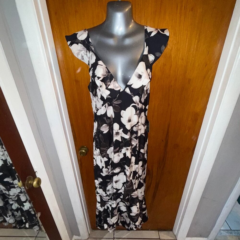 Floral Black and White Women's Dress